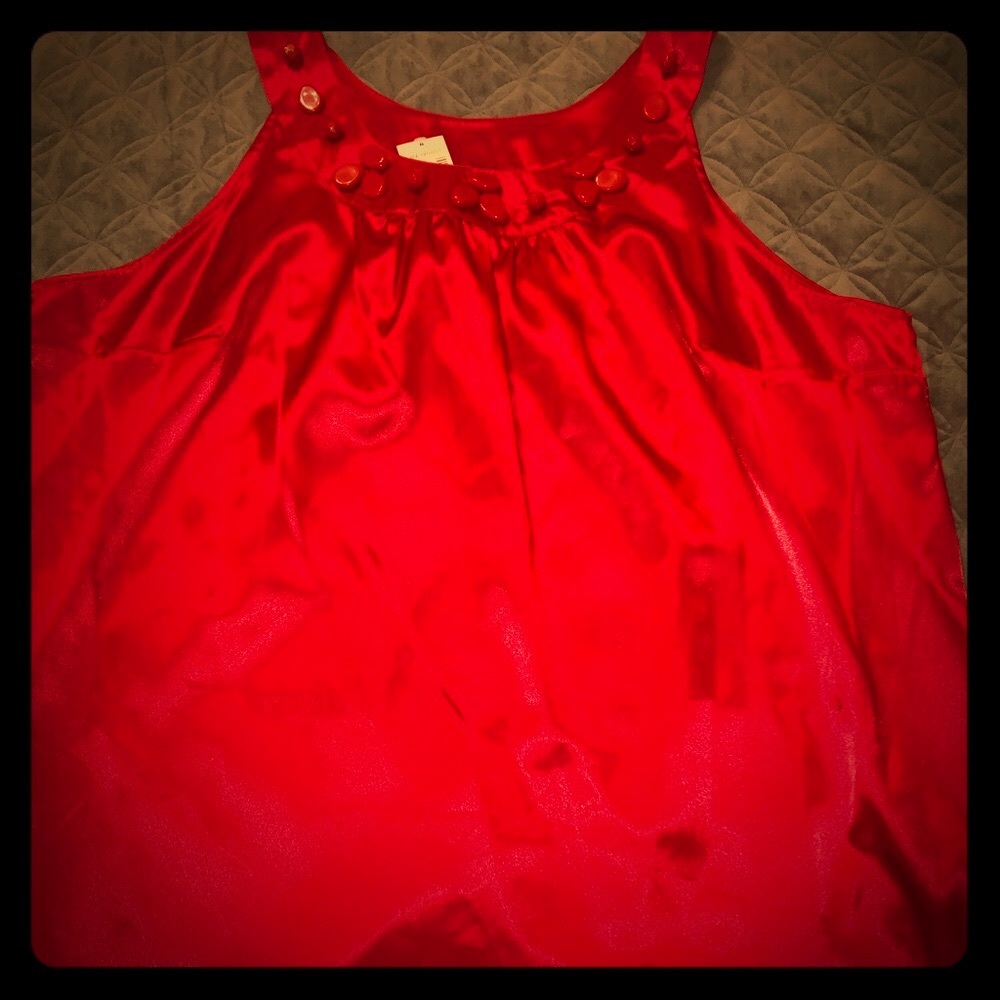 NWT Sassy Red blouse satin look